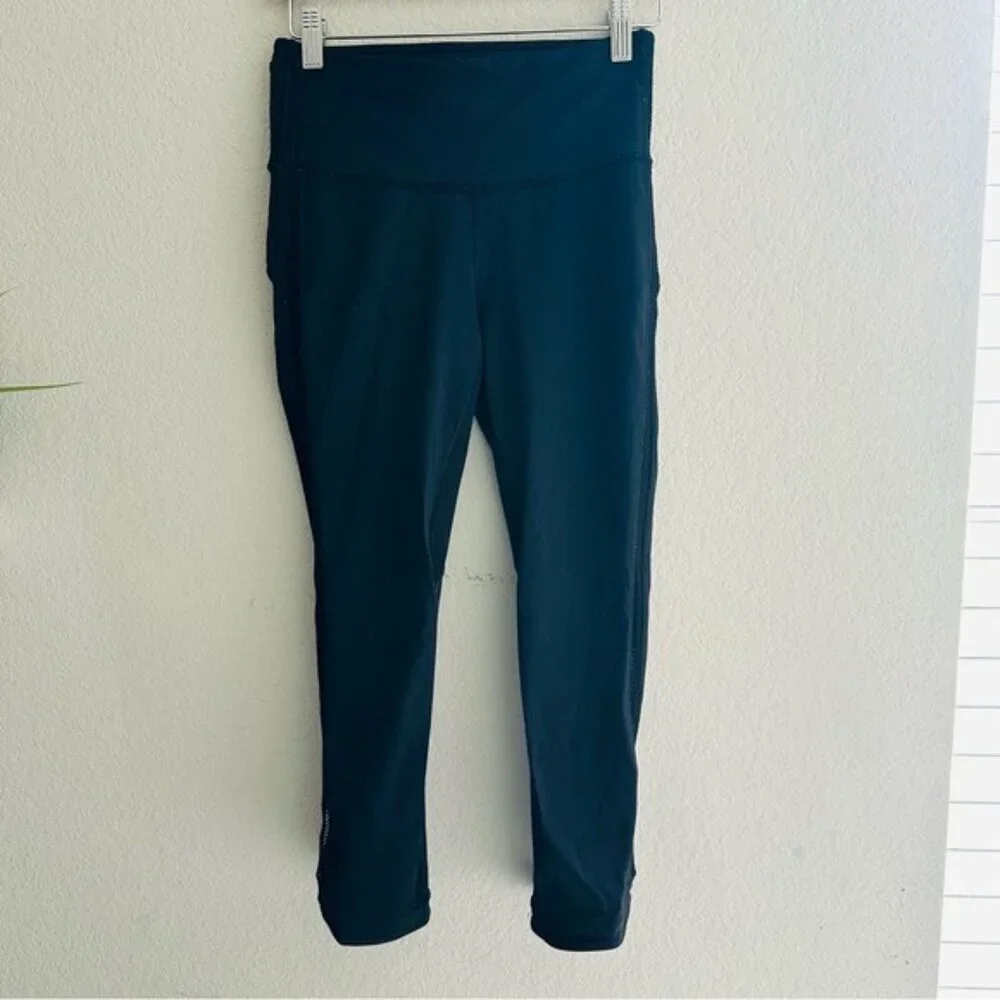 Lululemon Black HIT IT Cropped Leggings T60416 Size 4 High Waisted Pocket, Jelly - Picture 4 of 11